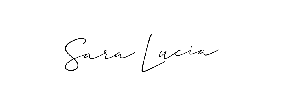 You should practise on your own different ways (Allison_Script) to write your name (Sara Lucia) in signature. don't let someone else do it for you. Sara Lucia signature style 2 images and pictures png