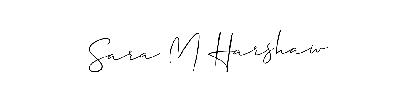 How to make Sara M Harshaw name signature. Use Allison_Script style for creating short signs online. This is the latest handwritten sign. Sara M Harshaw signature style 2 images and pictures png