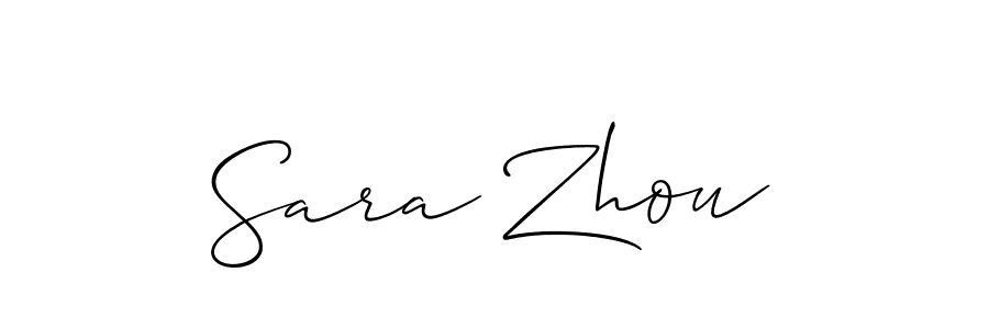 Allison_Script is a professional signature style that is perfect for those who want to add a touch of class to their signature. It is also a great choice for those who want to make their signature more unique. Get Sara Zhou name to fancy signature for free. Sara Zhou signature style 2 images and pictures png