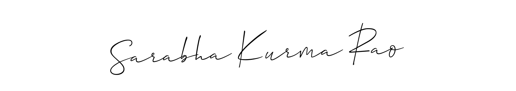 Allison_Script is a professional signature style that is perfect for those who want to add a touch of class to their signature. It is also a great choice for those who want to make their signature more unique. Get Sarabha Kurma Rao name to fancy signature for free. Sarabha Kurma Rao signature style 2 images and pictures png