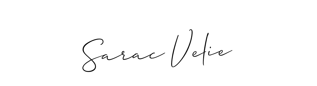 The best way (Allison_Script) to make a short signature is to pick only two or three words in your name. The name Sarac Velie include a total of six letters. For converting this name. Sarac Velie signature style 2 images and pictures png