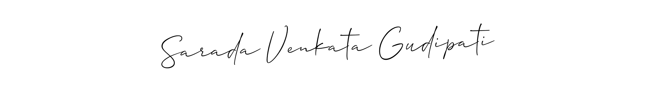 Also You can easily find your signature by using the search form. We will create Sarada Venkata Gudipati name handwritten signature images for you free of cost using Allison_Script sign style. Sarada Venkata Gudipati signature style 2 images and pictures png
