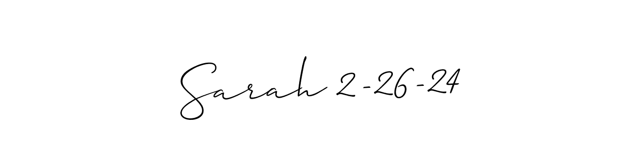 You should practise on your own different ways (Allison_Script) to write your name (Sarah 2-26-24) in signature. don't let someone else do it for you. Sarah 2-26-24 signature style 2 images and pictures png