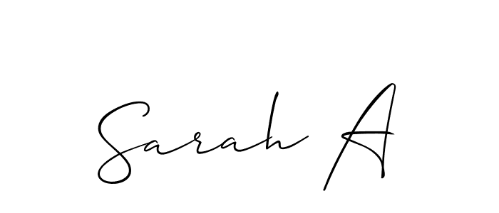 How to make Sarah A name signature. Use Allison_Script style for creating short signs online. This is the latest handwritten sign. Sarah A signature style 2 images and pictures png