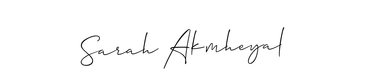Create a beautiful signature design for name Sarah Akmheyal. With this signature (Allison_Script) fonts, you can make a handwritten signature for free. Sarah Akmheyal signature style 2 images and pictures png