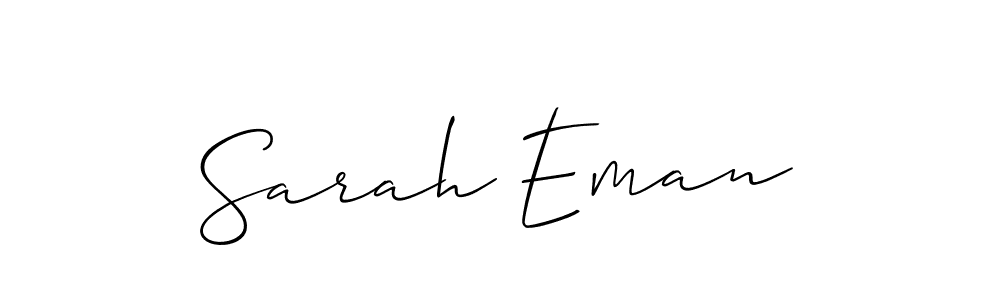 The best way (Allison_Script) to make a short signature is to pick only two or three words in your name. The name Sarah Eman include a total of six letters. For converting this name. Sarah Eman signature style 2 images and pictures png