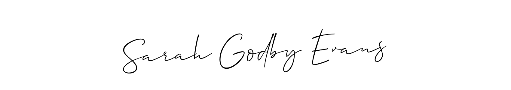 Make a beautiful signature design for name Sarah Godby Evans. With this signature (Allison_Script) style, you can create a handwritten signature for free. Sarah Godby Evans signature style 2 images and pictures png