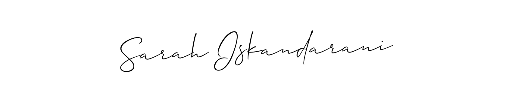 Allison_Script is a professional signature style that is perfect for those who want to add a touch of class to their signature. It is also a great choice for those who want to make their signature more unique. Get Sarah Iskandarani name to fancy signature for free. Sarah Iskandarani signature style 2 images and pictures png