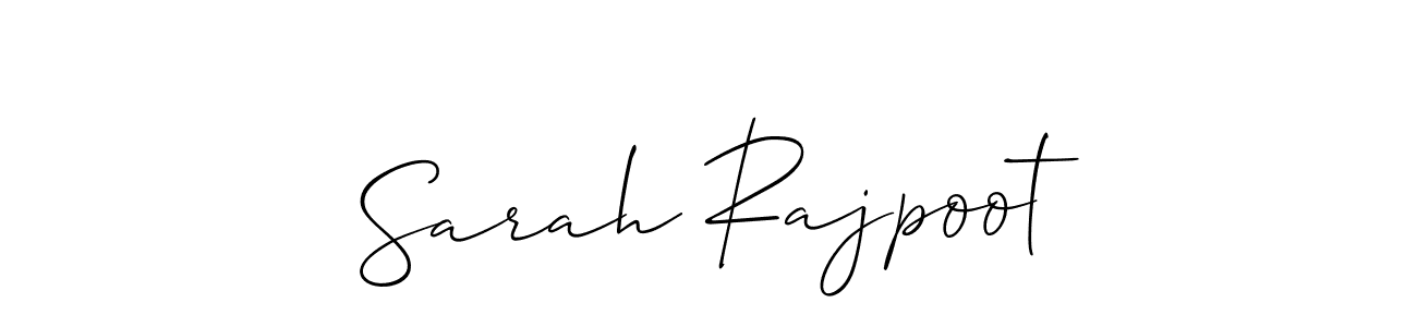The best way (Allison_Script) to make a short signature is to pick only two or three words in your name. The name Sarah Rajpoot include a total of six letters. For converting this name. Sarah Rajpoot signature style 2 images and pictures png