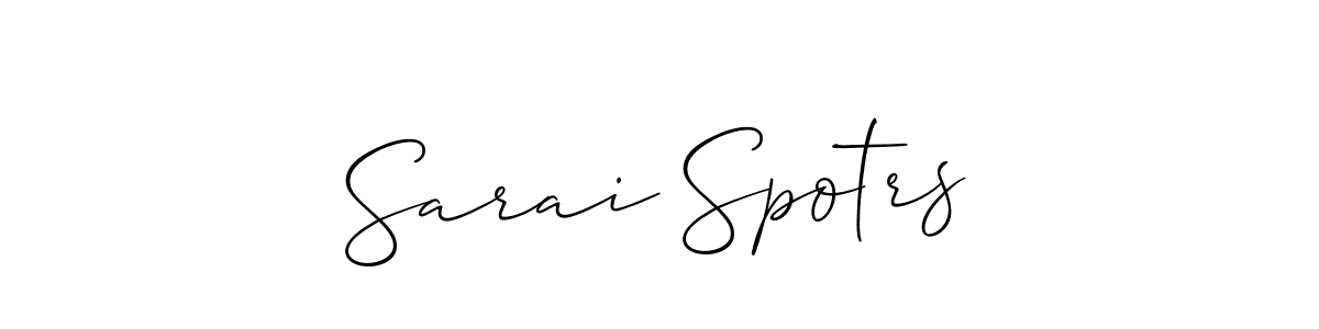 Also You can easily find your signature by using the search form. We will create Sarai Spotrs name handwritten signature images for you free of cost using Allison_Script sign style. Sarai Spotrs signature style 2 images and pictures png