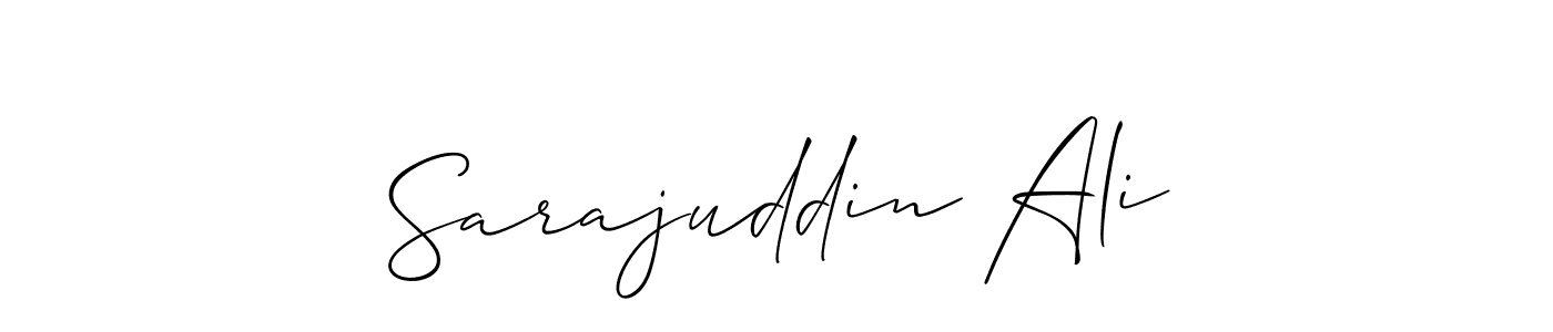 Also You can easily find your signature by using the search form. We will create Sarajuddin Ali name handwritten signature images for you free of cost using Allison_Script sign style. Sarajuddin Ali signature style 2 images and pictures png