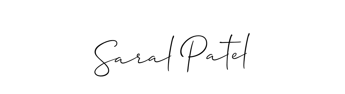 Use a signature maker to create a handwritten signature online. With this signature software, you can design (Allison_Script) your own signature for name Saral Patel. Saral Patel signature style 2 images and pictures png