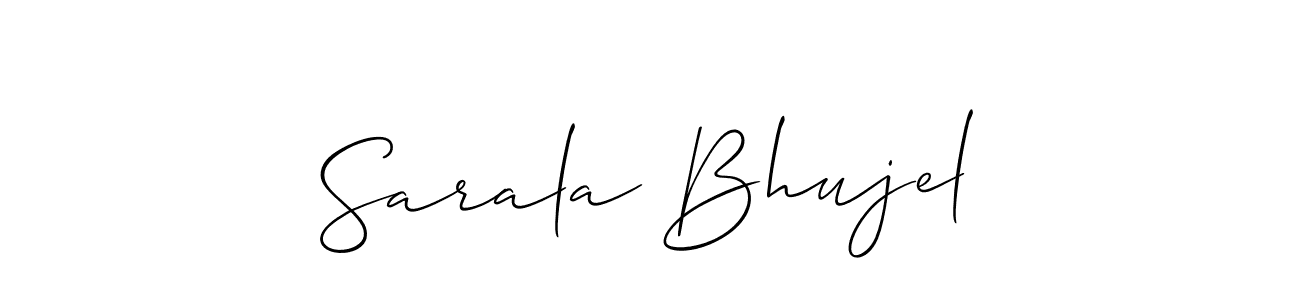 Make a beautiful signature design for name Sarala Bhujel. With this signature (Allison_Script) style, you can create a handwritten signature for free. Sarala Bhujel signature style 2 images and pictures png