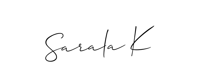 Design your own signature with our free online signature maker. With this signature software, you can create a handwritten (Allison_Script) signature for name Sarala K. Sarala K signature style 2 images and pictures png
