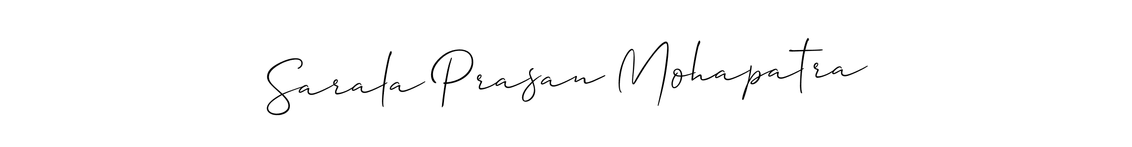 The best way (Allison_Script) to make a short signature is to pick only two or three words in your name. The name Sarala Prasan Mohapatra include a total of six letters. For converting this name. Sarala Prasan Mohapatra signature style 2 images and pictures png