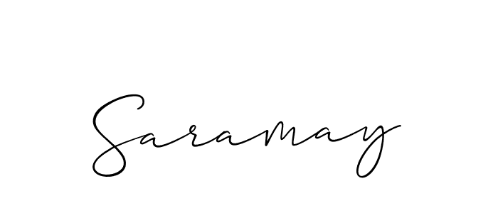The best way (Allison_Script) to make a short signature is to pick only two or three words in your name. The name Saramay include a total of six letters. For converting this name. Saramay signature style 2 images and pictures png