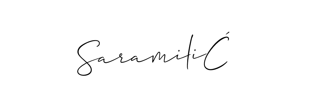 You should practise on your own different ways (Allison_Script) to write your name (SaramiliĆ) in signature. don't let someone else do it for you. SaramiliĆ signature style 2 images and pictures png