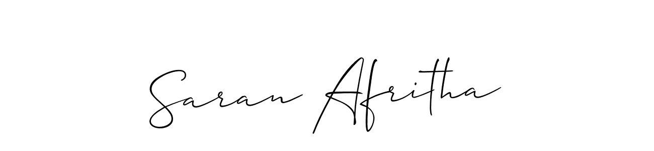 The best way (Allison_Script) to make a short signature is to pick only two or three words in your name. The name Saran Afritha include a total of six letters. For converting this name. Saran Afritha signature style 2 images and pictures png