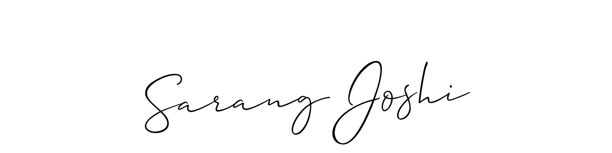The best way (Allison_Script) to make a short signature is to pick only two or three words in your name. The name Sarang Joshi include a total of six letters. For converting this name. Sarang Joshi signature style 2 images and pictures png