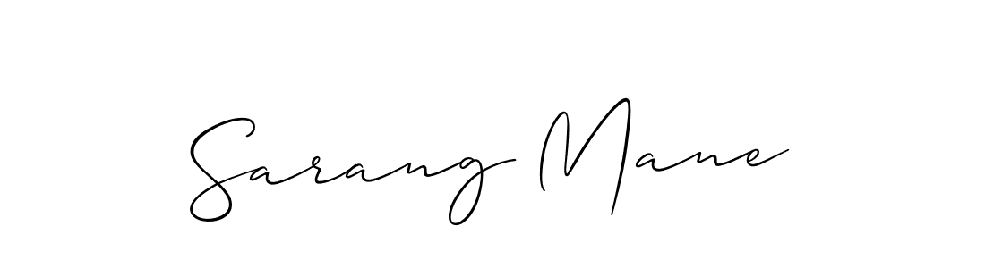 The best way (Allison_Script) to make a short signature is to pick only two or three words in your name. The name Sarang Mane include a total of six letters. For converting this name. Sarang Mane signature style 2 images and pictures png