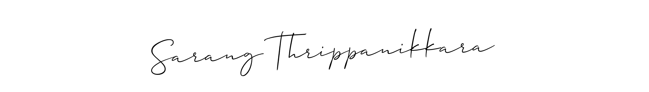 Make a beautiful signature design for name Sarang Thrippanikkara. With this signature (Allison_Script) style, you can create a handwritten signature for free. Sarang Thrippanikkara signature style 2 images and pictures png