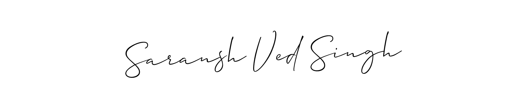 Create a beautiful signature design for name Saransh Ved Singh. With this signature (Allison_Script) fonts, you can make a handwritten signature for free. Saransh Ved Singh signature style 2 images and pictures png