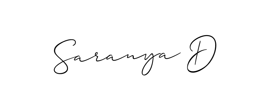 How to make Saranya D name signature. Use Allison_Script style for creating short signs online. This is the latest handwritten sign. Saranya D signature style 2 images and pictures png