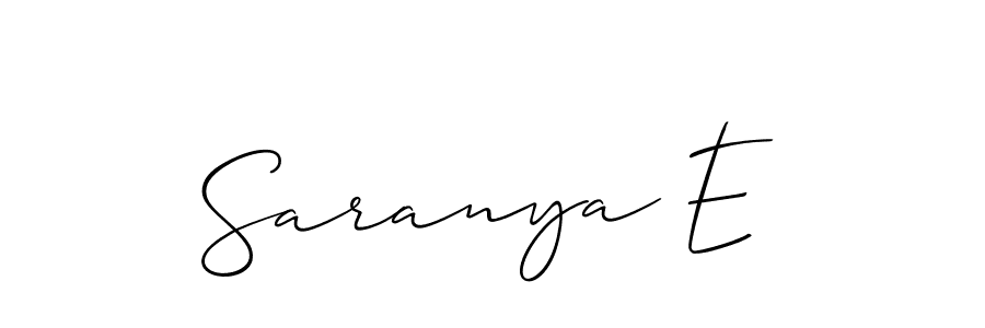 Also we have Saranya E name is the best signature style. Create professional handwritten signature collection using Allison_Script autograph style. Saranya E signature style 2 images and pictures png