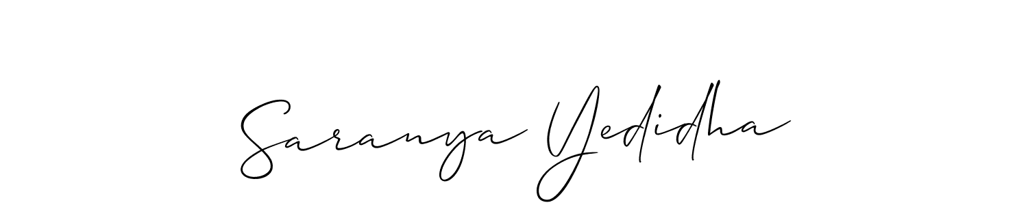 Make a short Saranya Yedidha signature style. Manage your documents anywhere anytime using Allison_Script. Create and add eSignatures, submit forms, share and send files easily. Saranya Yedidha signature style 2 images and pictures png