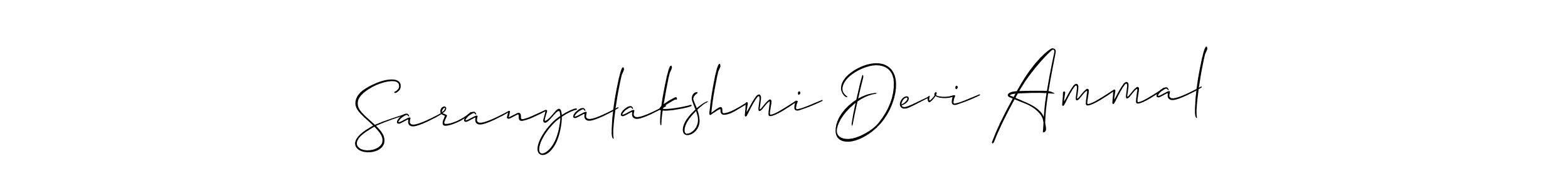 You should practise on your own different ways (Allison_Script) to write your name (Saranyalakshmi Devi Ammal) in signature. don't let someone else do it for you. Saranyalakshmi Devi Ammal signature style 2 images and pictures png