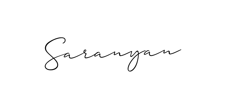 Create a beautiful signature design for name Saranyan. With this signature (Allison_Script) fonts, you can make a handwritten signature for free. Saranyan signature style 2 images and pictures png