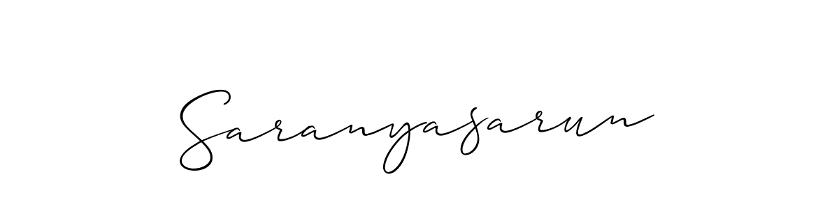 Make a beautiful signature design for name Saranyasarun. With this signature (Allison_Script) style, you can create a handwritten signature for free. Saranyasarun signature style 2 images and pictures png