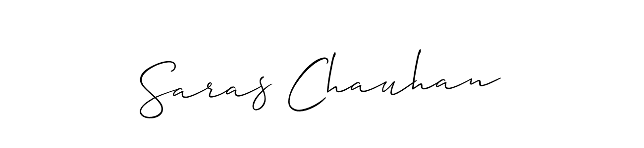 The best way (Allison_Script) to make a short signature is to pick only two or three words in your name. The name Saras Chauhan include a total of six letters. For converting this name. Saras Chauhan signature style 2 images and pictures png