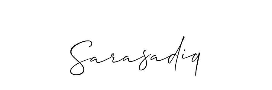 Also You can easily find your signature by using the search form. We will create Sarasadiq name handwritten signature images for you free of cost using Allison_Script sign style. Sarasadiq signature style 2 images and pictures png