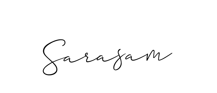 Allison_Script is a professional signature style that is perfect for those who want to add a touch of class to their signature. It is also a great choice for those who want to make their signature more unique. Get Sarasam name to fancy signature for free. Sarasam signature style 2 images and pictures png