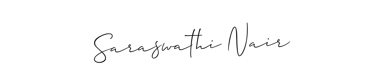 This is the best signature style for the Saraswathi Nair name. Also you like these signature font (Allison_Script). Mix name signature. Saraswathi Nair signature style 2 images and pictures png