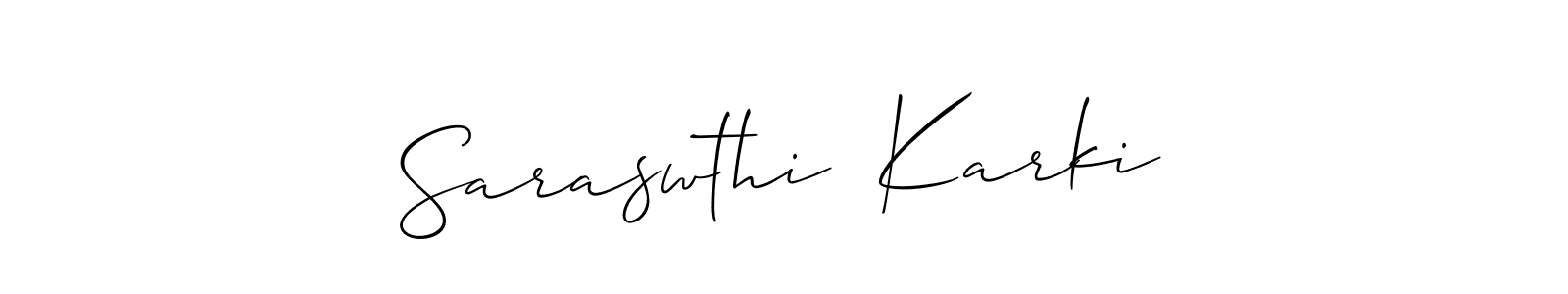 Create a beautiful signature design for name Saraswthi  Karki. With this signature (Allison_Script) fonts, you can make a handwritten signature for free. Saraswthi  Karki signature style 2 images and pictures png