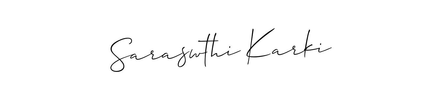 It looks lik you need a new signature style for name Saraswthi Karki. Design unique handwritten (Allison_Script) signature with our free signature maker in just a few clicks. Saraswthi Karki signature style 2 images and pictures png