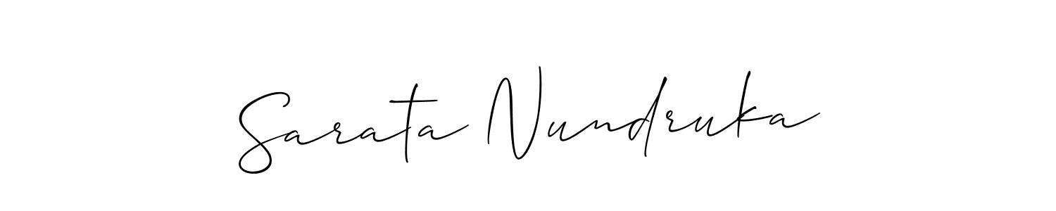 It looks lik you need a new signature style for name Sarata Nundruka. Design unique handwritten (Allison_Script) signature with our free signature maker in just a few clicks. Sarata Nundruka signature style 2 images and pictures png