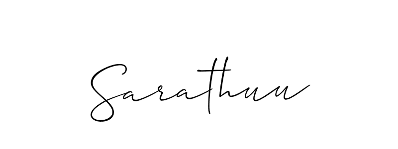 The best way (Allison_Script) to make a short signature is to pick only two or three words in your name. The name Sarathuu include a total of six letters. For converting this name. Sarathuu signature style 2 images and pictures png