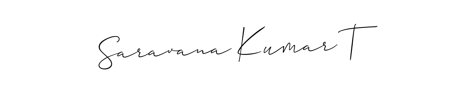 It looks lik you need a new signature style for name Saravana Kumar T. Design unique handwritten (Allison_Script) signature with our free signature maker in just a few clicks. Saravana Kumar T signature style 2 images and pictures png