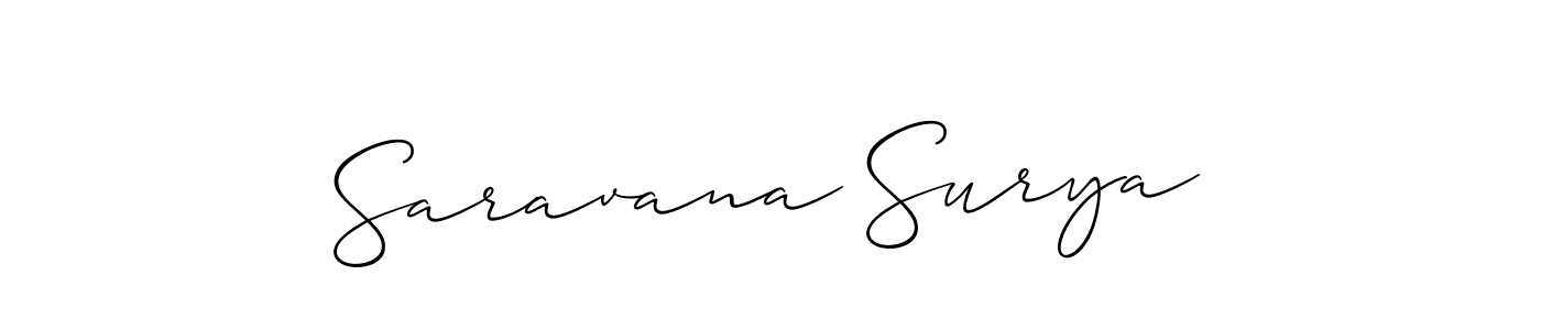 How to make Saravana Surya signature? Allison_Script is a professional autograph style. Create handwritten signature for Saravana Surya name. Saravana Surya signature style 2 images and pictures png