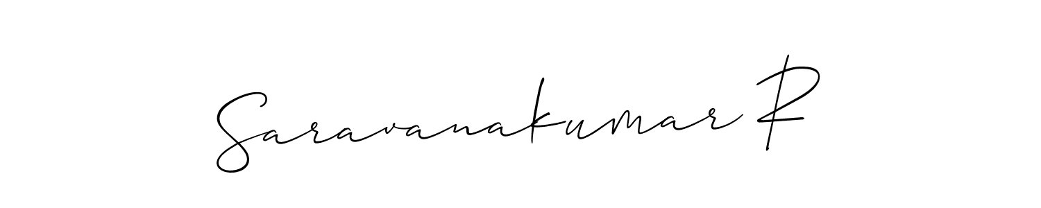 Use a signature maker to create a handwritten signature online. With this signature software, you can design (Allison_Script) your own signature for name Saravanakumar R. Saravanakumar R signature style 2 images and pictures png