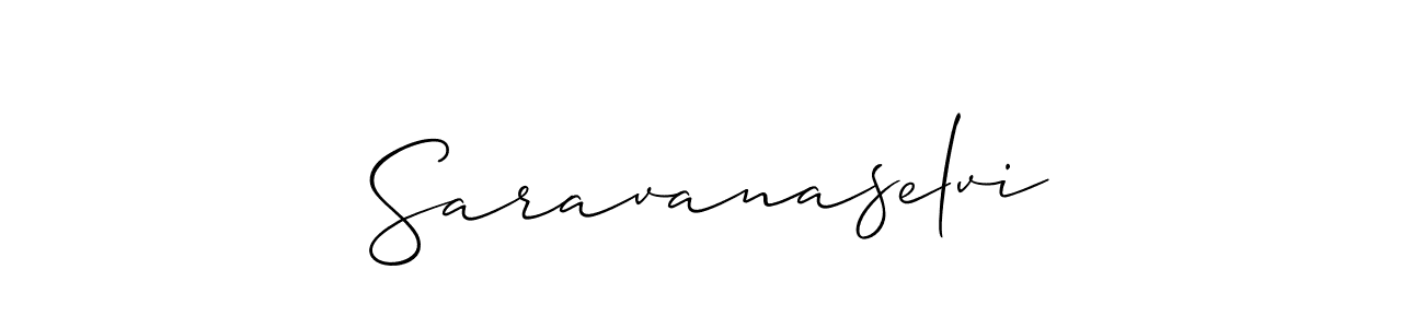 The best way (Allison_Script) to make a short signature is to pick only two or three words in your name. The name Saravanaselvi include a total of six letters. For converting this name. Saravanaselvi signature style 2 images and pictures png