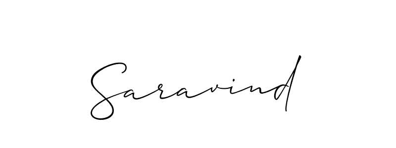 if you are searching for the best signature style for your name Saravind. so please give up your signature search. here we have designed multiple signature styles  using Allison_Script. Saravind signature style 2 images and pictures png