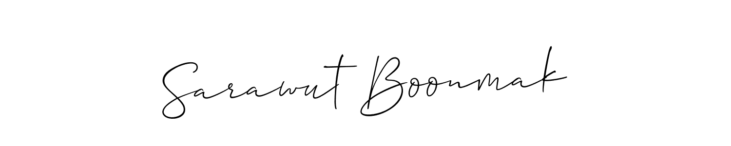 The best way (Allison_Script) to make a short signature is to pick only two or three words in your name. The name Sarawut Boonmak include a total of six letters. For converting this name. Sarawut Boonmak signature style 2 images and pictures png