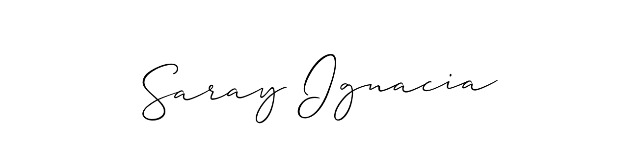 Allison_Script is a professional signature style that is perfect for those who want to add a touch of class to their signature. It is also a great choice for those who want to make their signature more unique. Get Saray Ignacia name to fancy signature for free. Saray Ignacia signature style 2 images and pictures png
