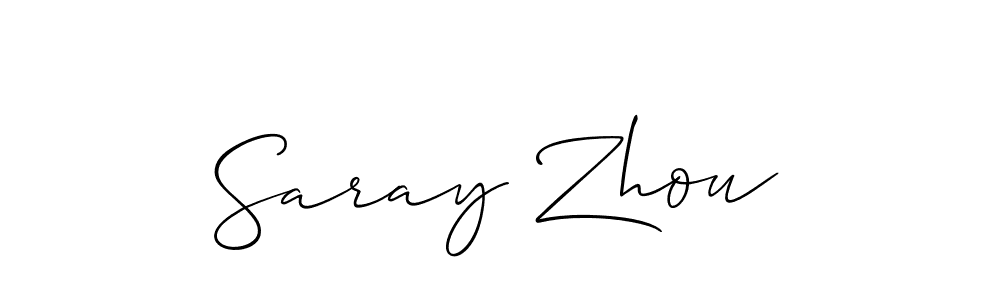 Allison_Script is a professional signature style that is perfect for those who want to add a touch of class to their signature. It is also a great choice for those who want to make their signature more unique. Get Saray Zhou name to fancy signature for free. Saray Zhou signature style 2 images and pictures png