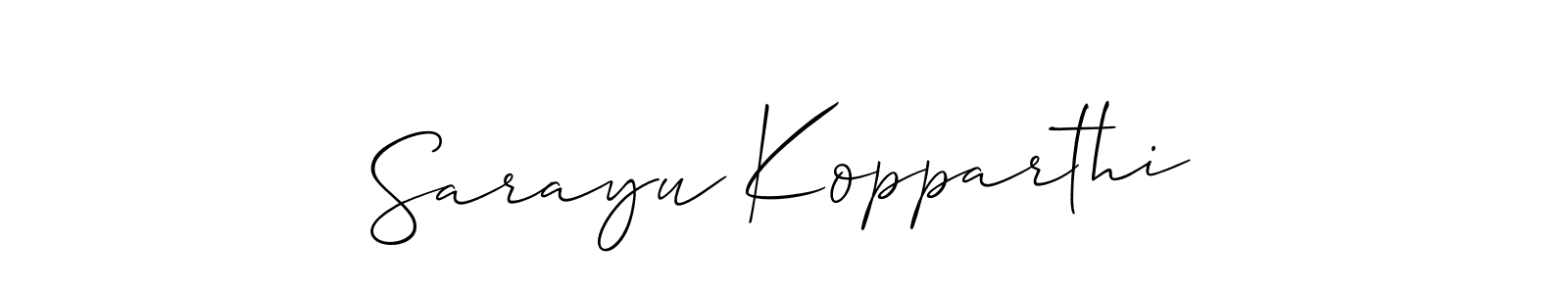 How to make Sarayu Kopparthi signature? Allison_Script is a professional autograph style. Create handwritten signature for Sarayu Kopparthi name. Sarayu Kopparthi signature style 2 images and pictures png