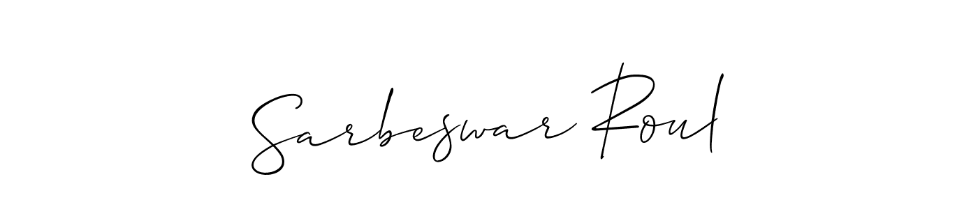 Allison_Script is a professional signature style that is perfect for those who want to add a touch of class to their signature. It is also a great choice for those who want to make their signature more unique. Get Sarbeswar Roul name to fancy signature for free. Sarbeswar Roul signature style 2 images and pictures png
